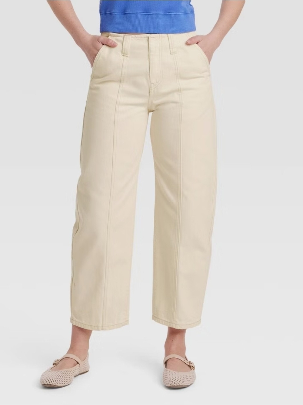 Universal Thread Cream Cropped Wide-Leg Jeans